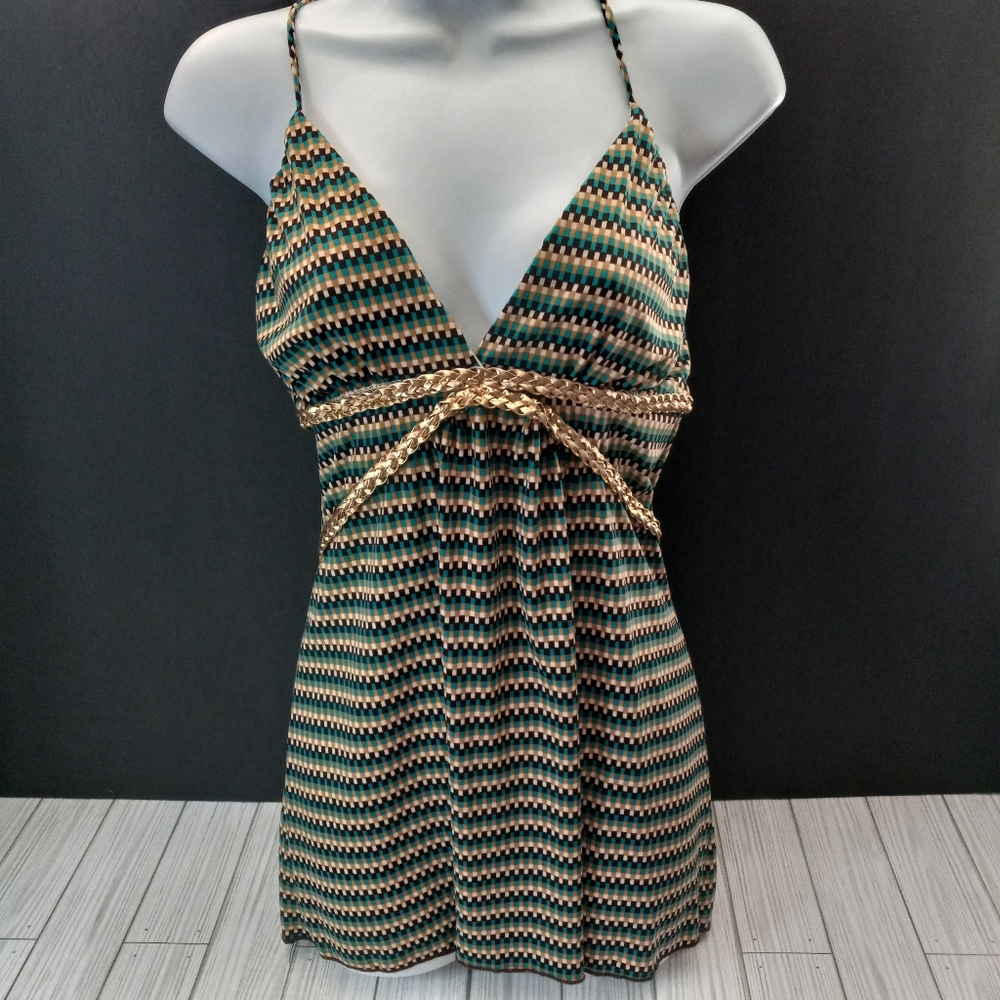 Vintage Y2K Body Central Retro Gold Braided Halter Top